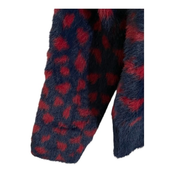 Thakoon Collective Fuzzy Sweater Pull On Mock Neck Red Blue Size XL - Picture 8 of 10